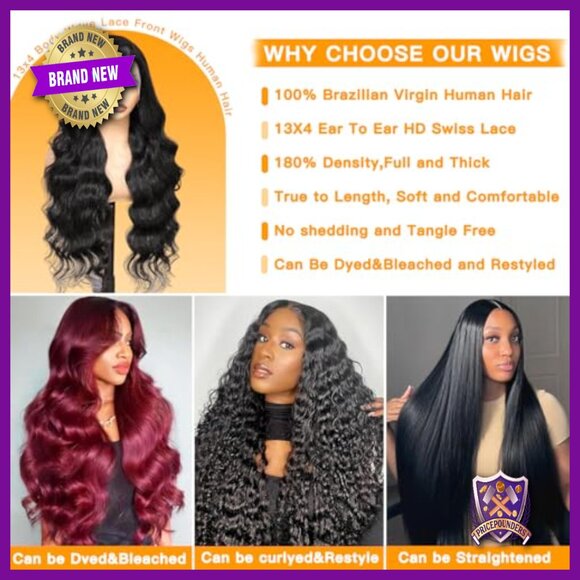 28 Inch Human Hair Lace Front Wig 200 Density Body Wave Glueless main image 5